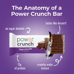 Power Crunch Triple Chocolate Protein Bars, 12 Ct, 1.4 oz Each