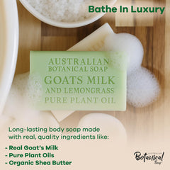 Australian Botanical Soap Goat Milk Soap Collection, 6.6 oz Bars, Goats Milk with Shea, Pink Melon, Lemongrass, and Raspberry, Organic African Shea Butter, 2 Bars of Each - Variety Pack of 8