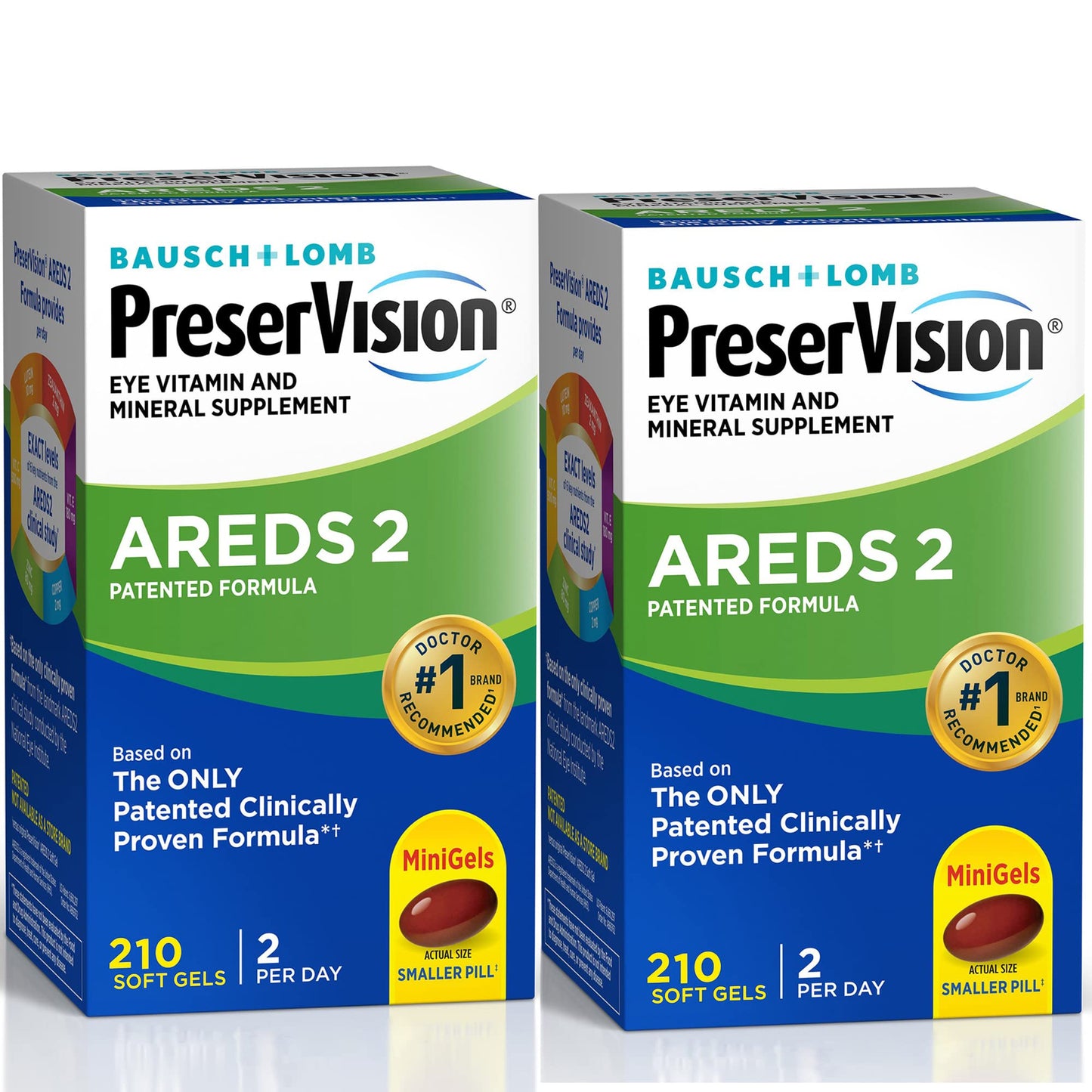 PreserVision AREDS 2 Eye ( 210 Softgels) Vitamin & Mineral Supplement Mineral Supplement Contains Lutein Vitamin C Zeaxanthin Zinc & Vitamin E (210 Count (Pack of 2))
