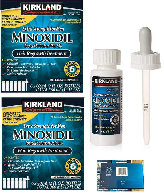Kirkland Minoxidil 5% Extra Strength Hair Loss Regrowth Treatment Men 12mo treat