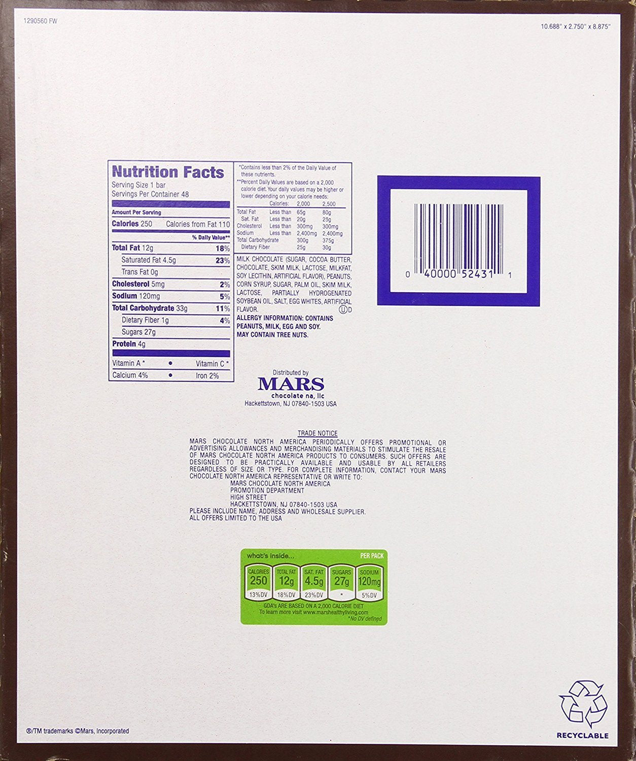 Snickers Single Bar Chocolate Candy, 48 bars of 1.86oz each.