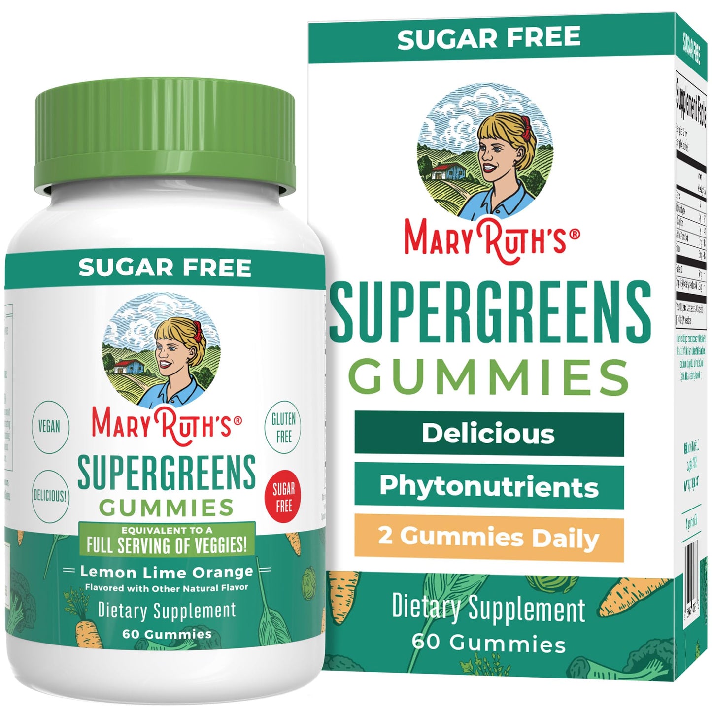 MaryRuth's Super Greens Gummies | with Naturally-Occurring Quercetin for Adults and Kids Ages 4+ | Sugar Free | 2g Fiber Per Serving | Vegan | No Gelatin | Pectin Based | 60 Count | 30 Servings