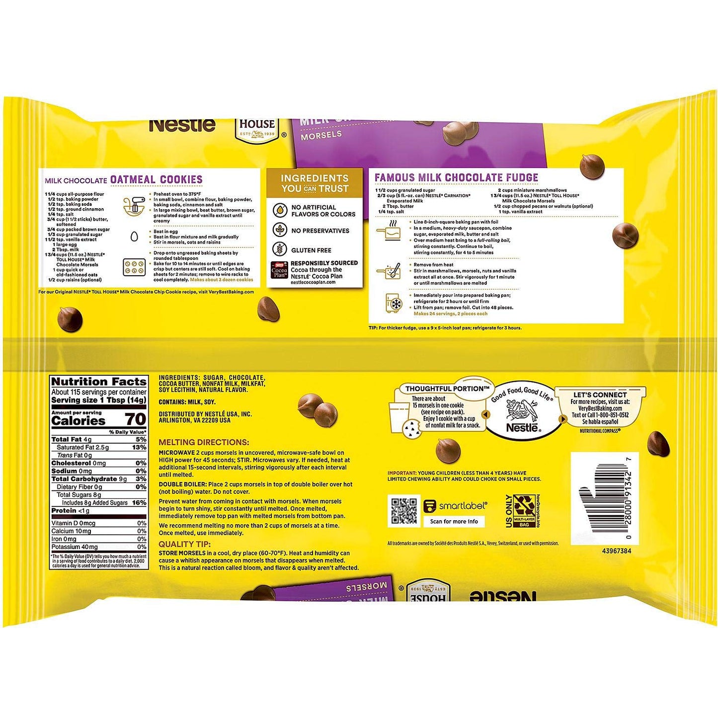 NESTLE -NESTLE TOLL HOUSE Milk Chocolate Morsels BULK (2 PACK, 115 oz Total )