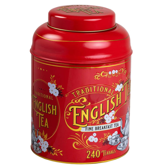 New English Teas Red Vintage Victorian Tin 240 English Breakfast Teas