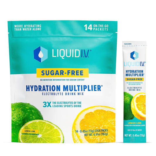 Liquid I.V. Sugar-Free Hydration Multiplier - Lemon Lime � Sugar-Free Hydration Powder Packets� | Electrolyte Drink Mix | Easy Open Single-Serving Stick | Non-GMO | 14 Sticks