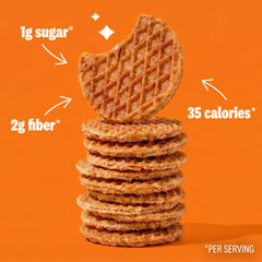 Rip Van Wafels Dutch Caramel Mini Stroopwafels - Low Carb Snacks (3g Net Carbs) - Non GMO Snack - Keto Friendly - Office Snacks - Low Calorie Snack (34 Calories) - Low Sugar (1g) - 32 Pack