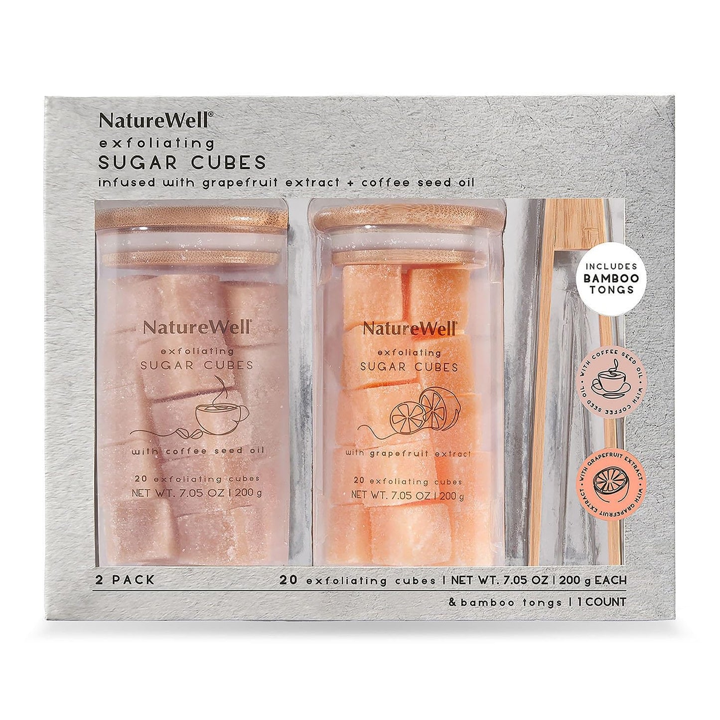 NatureWell Exfoliating Sugar Cubes, Grapefruit and Coffee, 20 Cubes (2 Pack)