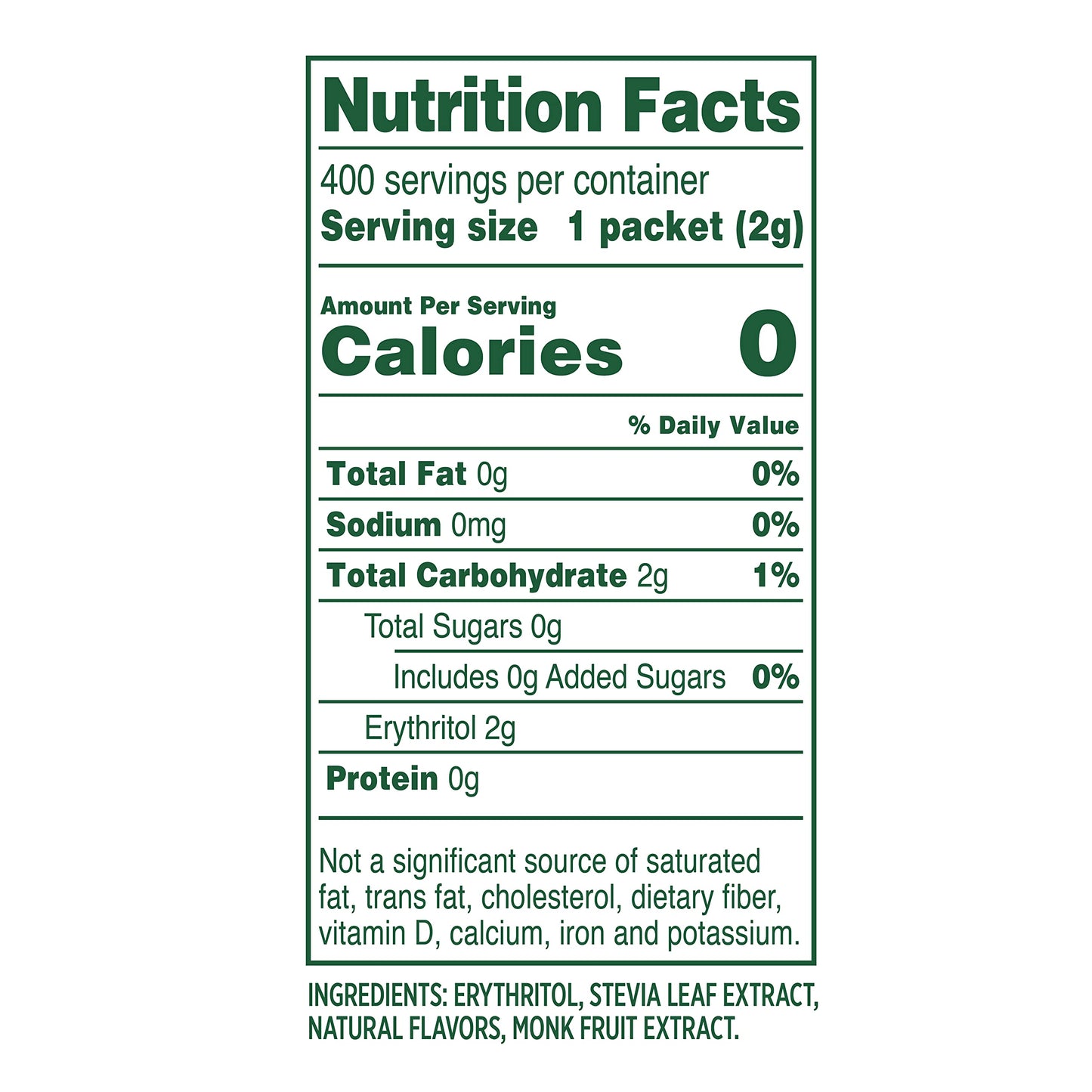 WHOLE EARTH Stevia & Monk Fruit Plant-based Sweetener, 400 Count (Pack of 1)