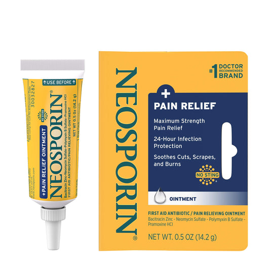 Neosporin + Maximum-Strength Pain Relief Dual Action Antibiotic Ointment with Bacitracin Zinc, 5 oz