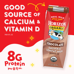 Horizon Organic Shelf-Stable 1% Low Fat Milk Boxes, Chocolate, 8 oz., 18 Pack