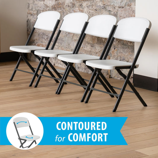Lifetime Folding Chairs, Heavy Duty Foldable Chair Contoured for Comfort, 4-Pack