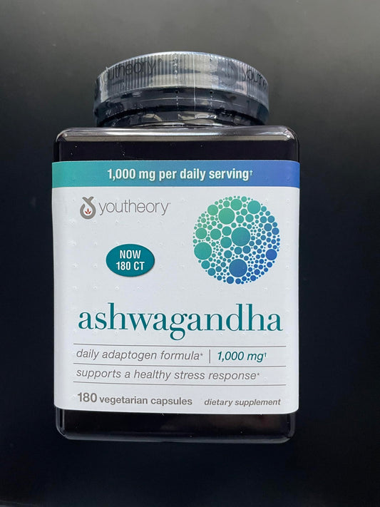 Youtheory Ashwagandha 1000mg with KSM-66 - Helps Support a Healthy Stress Response,180 Capsules (Pack of 1)
