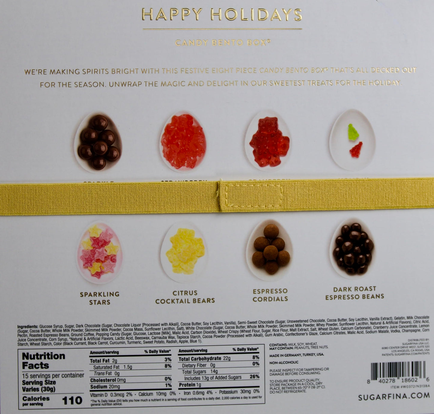 SUGARFINA Happy Holiday 8-Piece Candy Bento Box, 16.4 Ounce