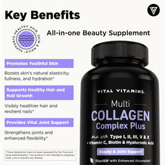 Vital Vitamins Multi Collagen Complex Plus Biotin, Hyaluronic Acid & VIT. C