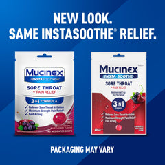 Mucinex InstaSoothe Sore Throat + Pain Relief Elderberry & Wild Cherry Flavor, Fast Acting, Powerful Oral Pain Reliever, 40 Medicated Drops