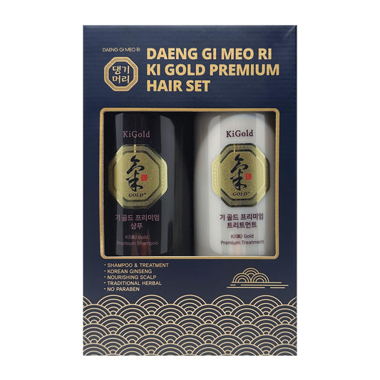 Daeng Gi Meo Ri - Ki Gold Premium Shampoo 26.3 FL OZ and Treatment 26.3 FL OZ Blue Box Set, Promotes Healthy Hair Growth, Scalp Stimulant, Prevents Hair Loss