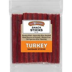 Old Wisconsin Turkey Sausage Snack Sticks, Naturally Smoked, Ready to Eat, High Protein, Low Carb, Keto, Gluten Free, 28 Ounce Resealable Package