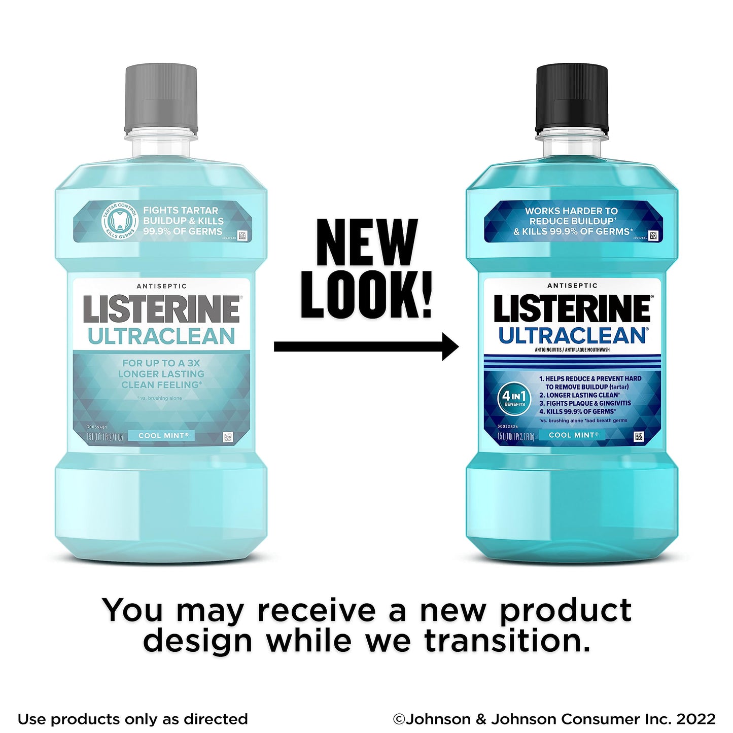 Listerine Ultraclean Oral Care Antiseptic Mouthwash, Everfresh Technology to Help Fight Bad Breath, Gingivitis, Plaque & Tartar, ADA-Accepted Tartar Control Oral Rinse, Cool Mint, 1.5 L