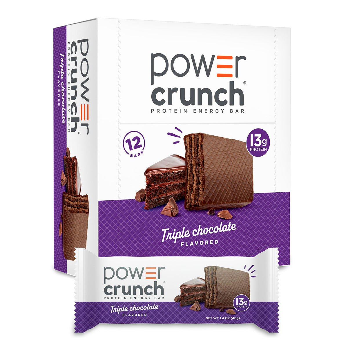Power Crunch Triple Chocolate Protein Bars, 12 Ct, 1.4 oz Each