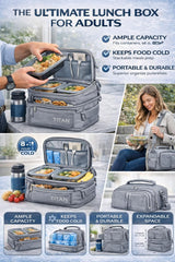 Titan by Arctic Zone Expandable Lunch Box  Insulated, Crush-Resistant Cooler with 2 Ice Walls & Leak-Proof Lining  Meal Prep Bag with Strap & Container for Work & Travel | Black (Pale Frost)
