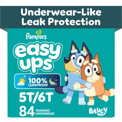 Easy Ups Girls & Boys Potty Training Pants, Size 7 (5T-6T), 84 Count, Bluey Absorbent Pull Up Training Underwear, Up to 100% Leakproof Day and Night, Hypoallergenic