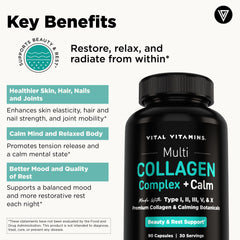 Vital Vitamins Multi Collagen Complex + Calm with Ashwagandha, 90 Capsules