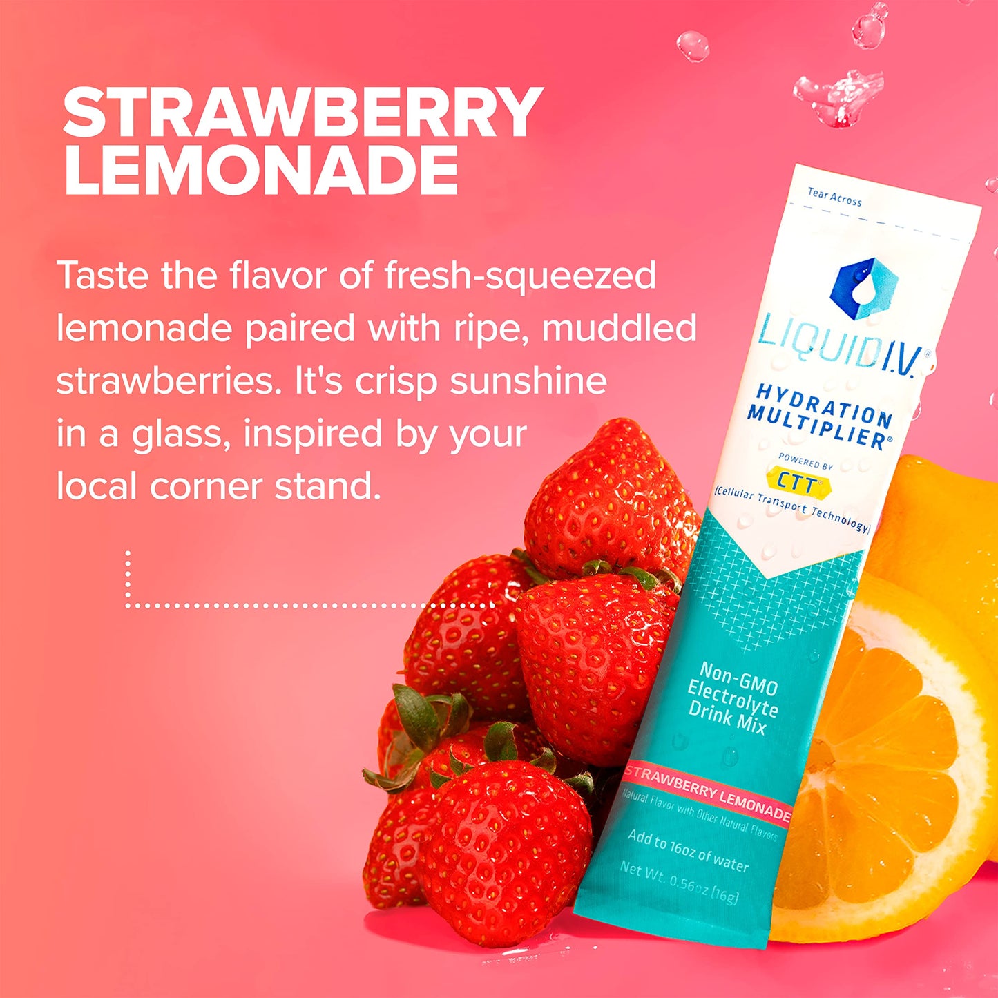 Liquid I.V. Hydration Multiplier - Strawberry Lemonade - Hydration Powder Packets | Electrolyte Drink Mix | Easy Open Single-Serving Stick | Non-GMO | 48 Sticks