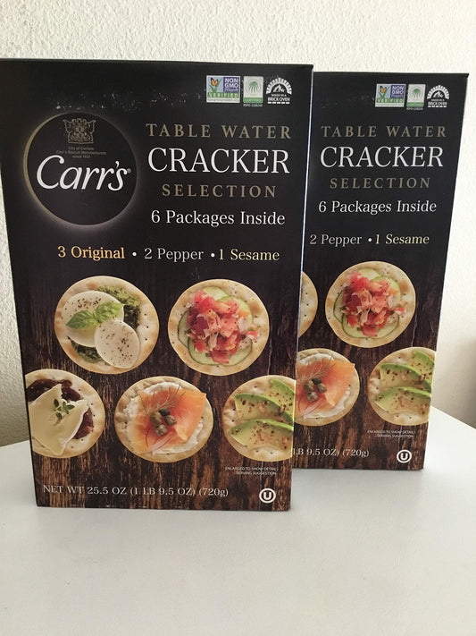 Carr�s Table Water Cracker Selection 12Packs(6 Original;4Pepper;2Sesame) Pack of 2 bxs)