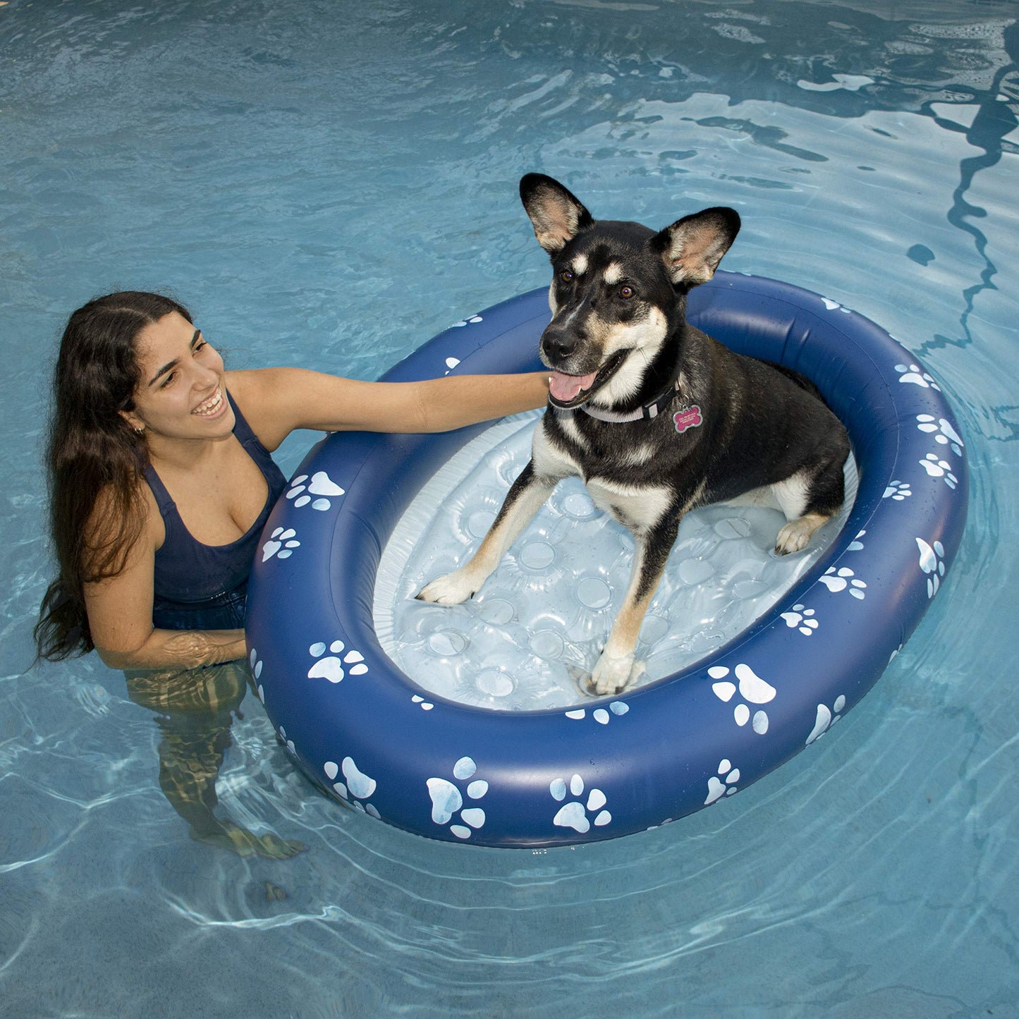 PoolCandy Inflatable Pet Float - Easy Set Up Doggy Pool Floats (Up-to 100LB PAW Large)