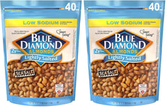 Blue Diamond Almonds Low Sodium Lightly Salted Snack Nuts, 40 Oz Resealable Bag (Pack of 2)