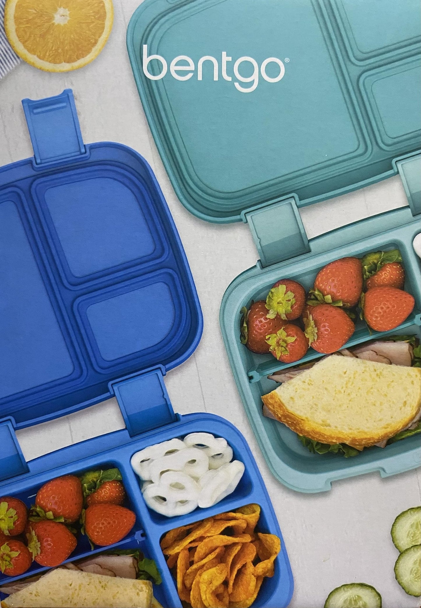 Bentgo Fresh (Blue/Green 2 PACK) - New & Improved Leak-Proof, Versatile 4-Compartment Bento-Style Lunch Box, QQC4999