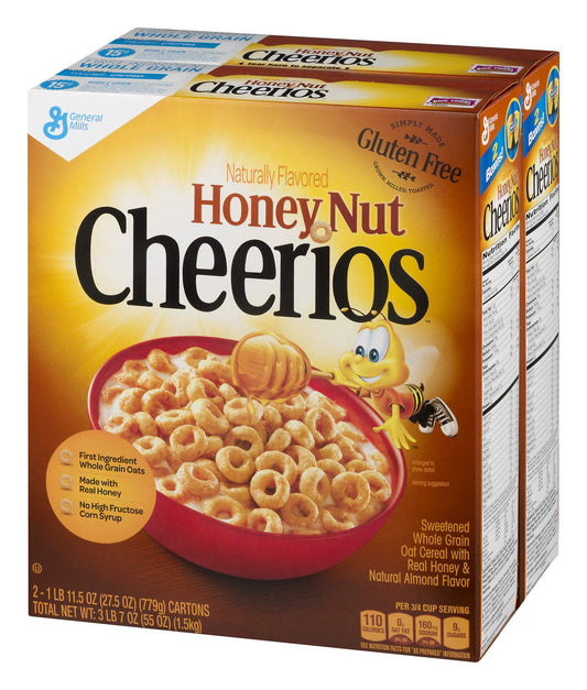Honey Nut Cheerios, Gluten Free, Cereal with Oats, 55 oz