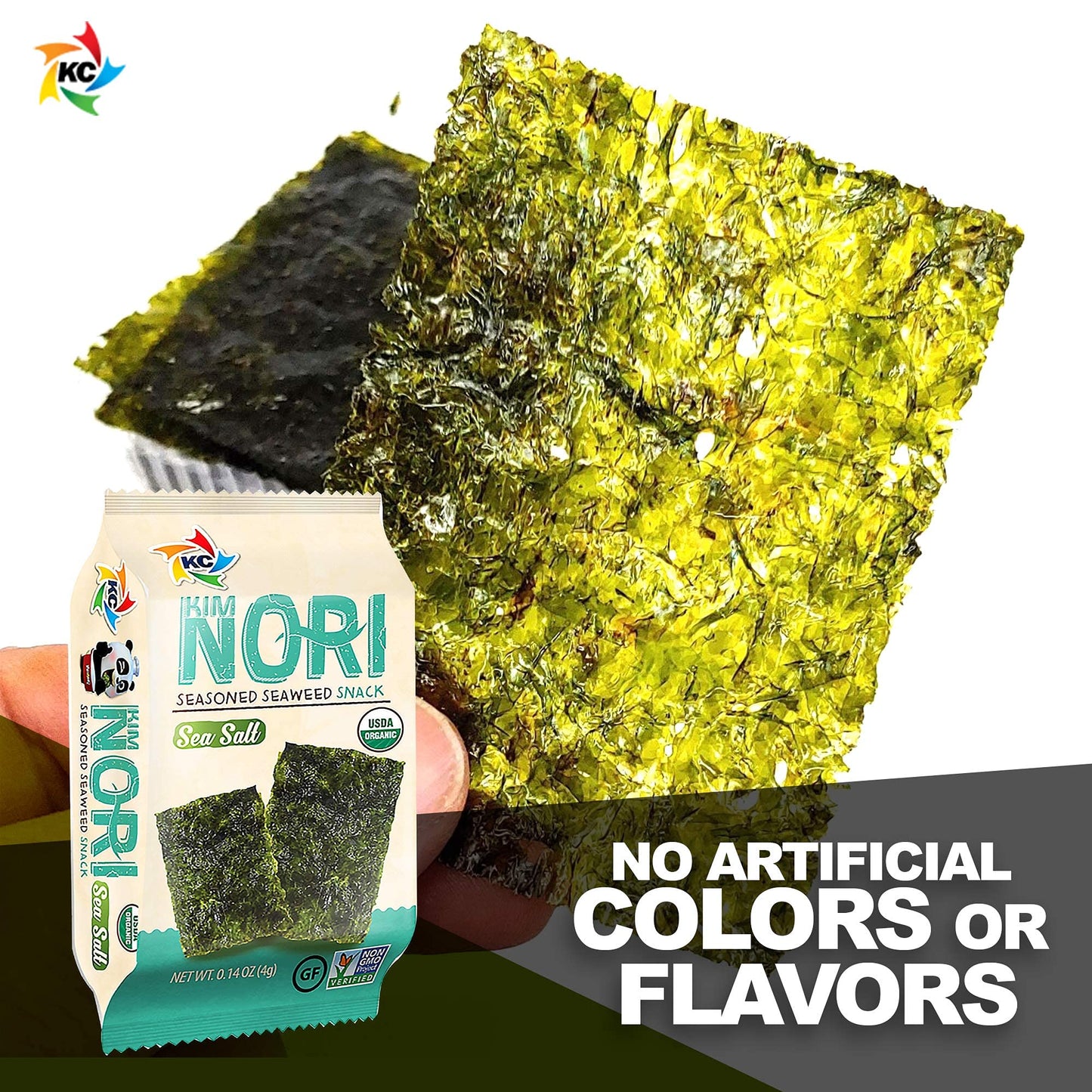 KIMNORI Seasoned Seaweed Snacks Sheets � Organic Sea Salt Flavor 24 Individual Packs Roasted Crispy Premium 100% Natural Laver Kim Nori 4g 0.14 Ounce ? ?? ?? ??