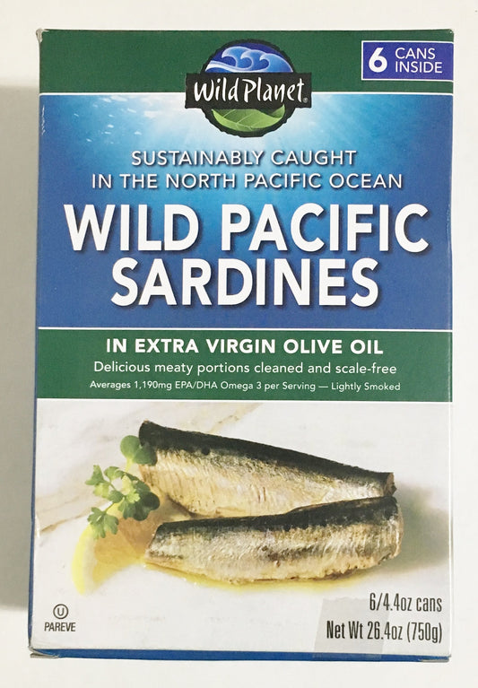 Wild Planet Wild Pacific Sardines in Extra Virgin Olive Oil 4.375oz (Pack of 24)