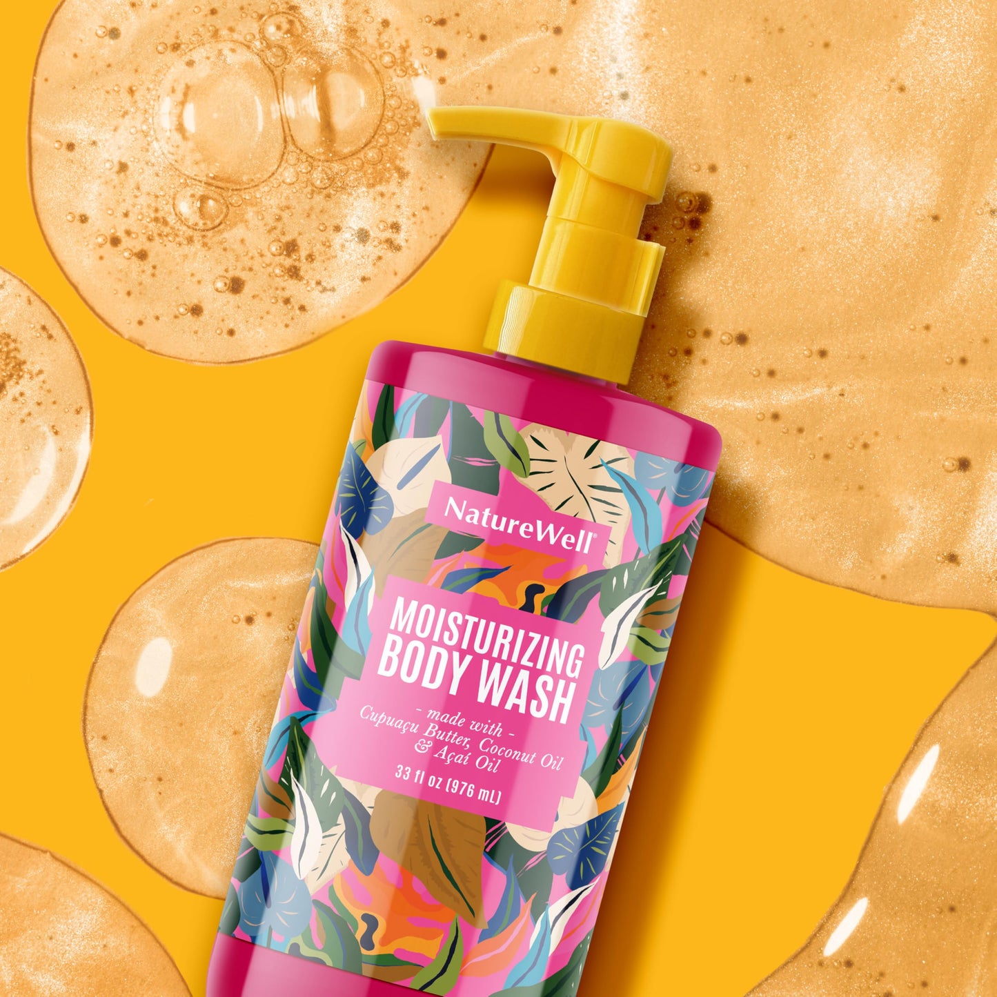 NATURE WELL Moisturizing Body Wash, Creamy Formula Provides Gentle Cleansing & Intense Hydration, Deliciously Sweet and Warm Brazilian Nut Scent, 33 oz