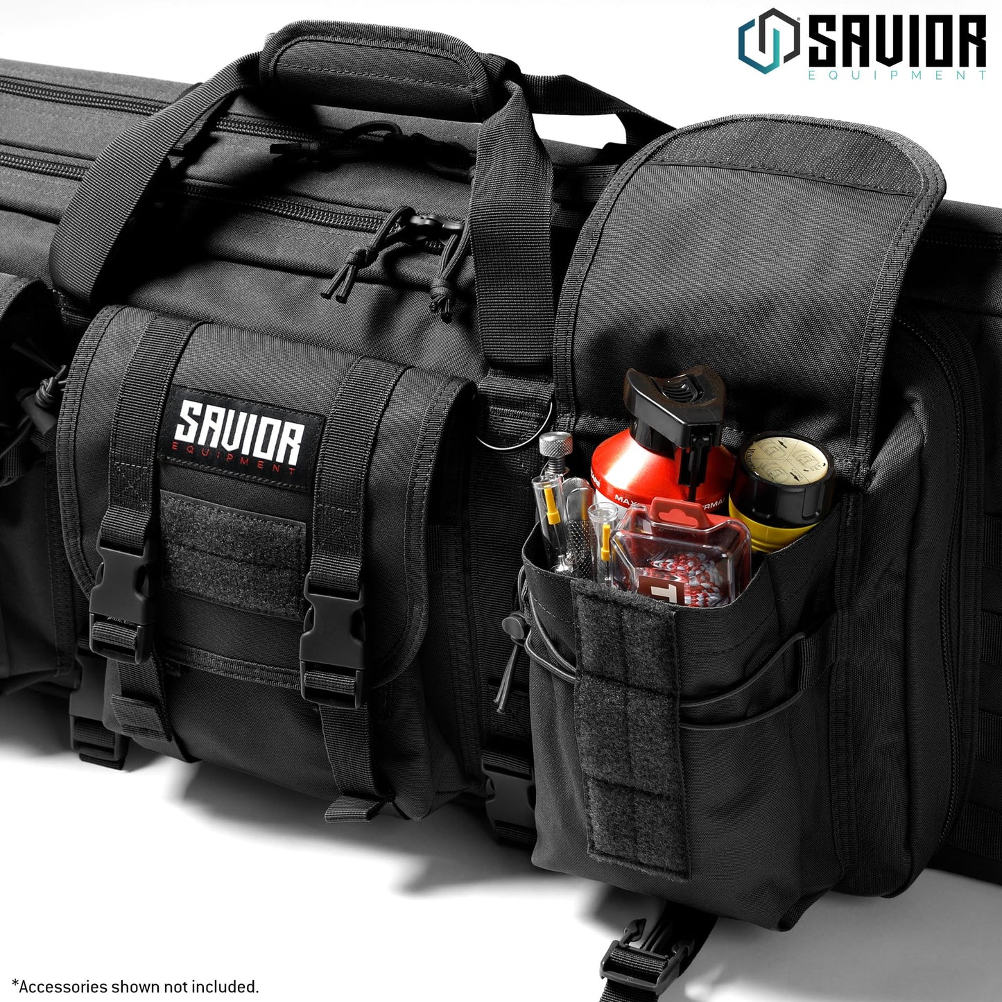 Savior Equipment American Classic Tactical Double Long Gun Bag Pistol Transportation Case w/Backpack Strap, 42 Inch Obsidian Black