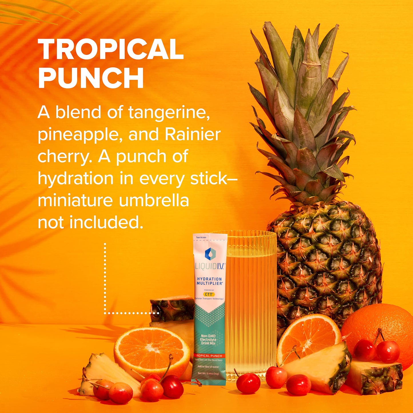 Liquid I.V. Hydration Multiplier - Tropical Punch - Hydration Powder Packets | Electrolyte Drink Mix | Easy Open Single-Serving Stick | Non-GMO | 48 Sticks