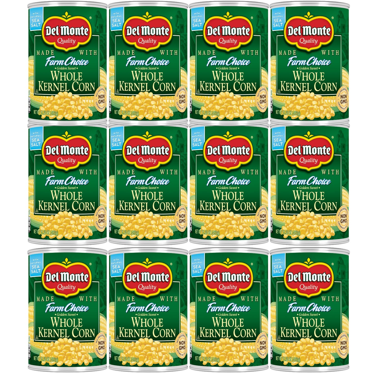Del Monte Canned Fresh Cut Whole Golden Sweet Kernel Corn, 15.25 Ounce (Pack of 12)