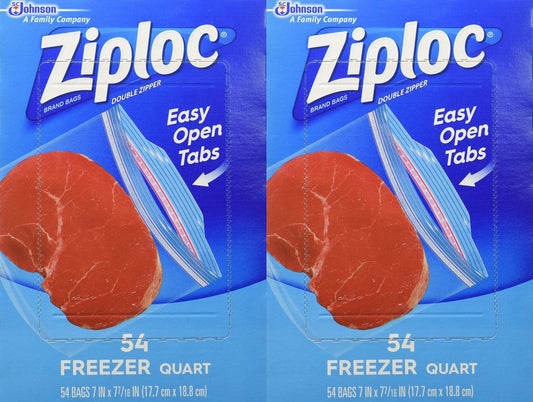 Ziploc Quart Freezer Bags - 54-Count (Pack of 2)