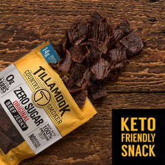 Tillamook Country Smoker Zero Sugar Original Beef Jerky Sticks, 6.5 Oz, Pack of 2, 14g Protein, Real Hardwood Slow-Smoked, High Protein, Low Carb Meat Snacks, Keto-Friendly, 0g Sugar & Total Carbs