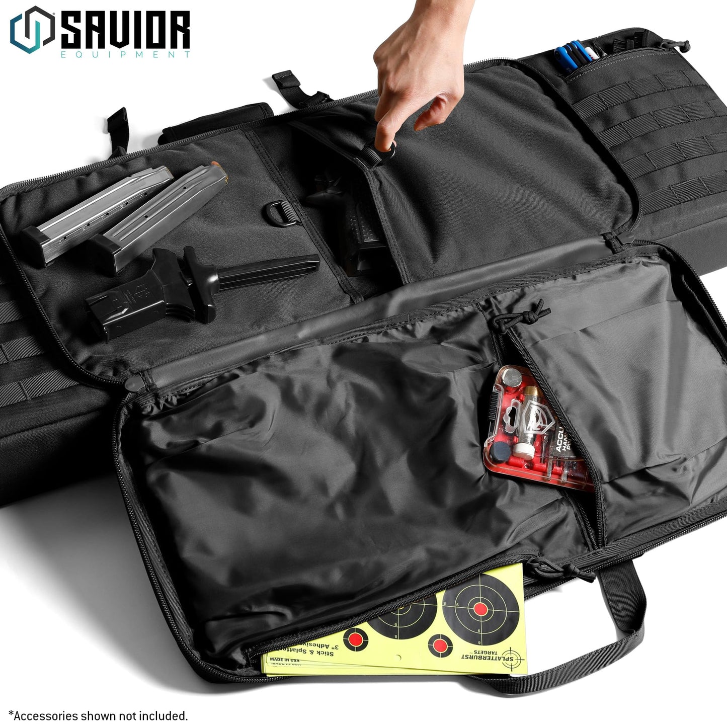 Savior Equipment American Classic Tactical Double Long Gun Bag Pistol Transportation Case w/Backpack Strap, 42 Inch Obsidian Black
