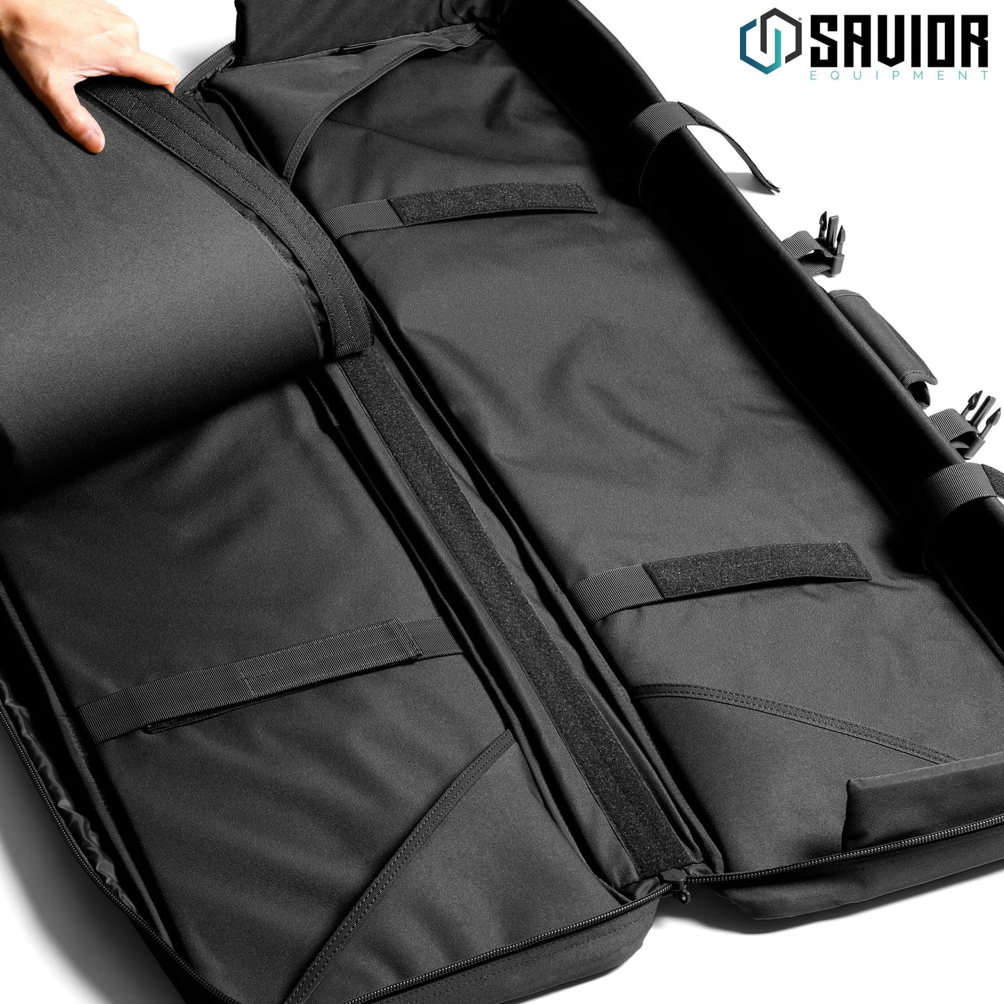 Savior Equipment American Classic Tactical Double Long Gun Bag Pistol Transportation Case w/Backpack Strap, 42 Inch Obsidian Black