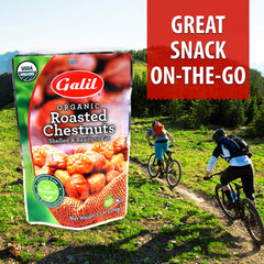 Galil Organic Roasted Chestnuts - 3.5 Oz Bags (Pack Of 6) - Shelled - Ready To Eat Snack, Gluten Free, All Natural, No Preservatives - Great for Snacking, Baking & Cooking - 100% Vegan
