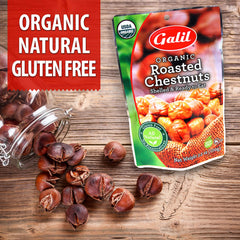 Galil Organic Roasted Chestnuts - 3.5 Oz Bags (Pack Of 6) - Shelled - Ready To Eat Snack, Gluten Free, All Natural, No Preservatives - Great for Snacking, Baking & Cooking - 100% Vegan