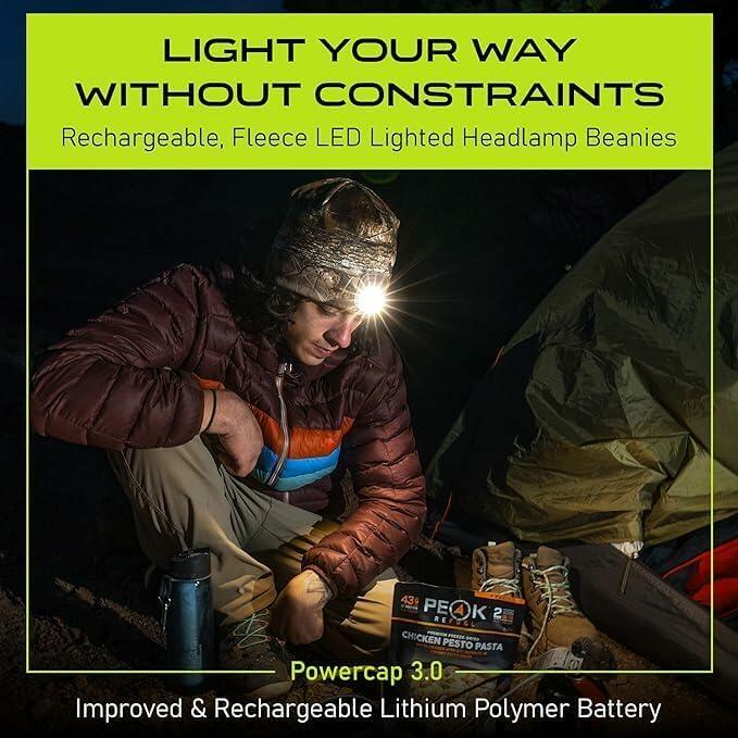 Panther Vision LED Hat Light 2 Pack - POWERCAP 3.0 USB Rechargeable LED Knitted Beanie - IPX4 Water Resistance - 150 Lumens (US, Alpha, One Size, Black/Black)