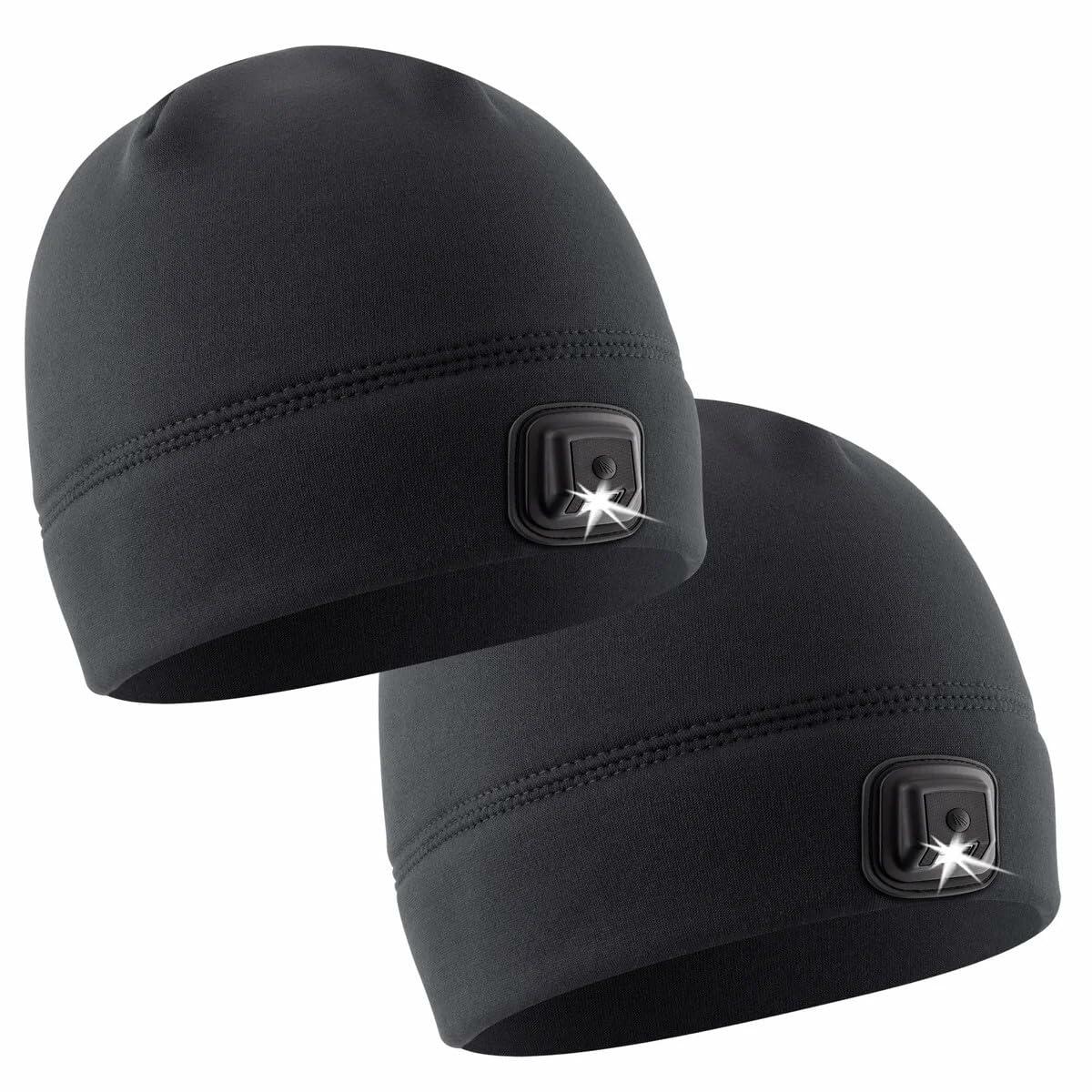 Panther Vision LED Hat Light 2 Pack - POWERCAP 3.0 USB Rechargeable LED Knitted Beanie - IPX4 Water Resistance - 150 Lumens (US, Alpha, One Size, Black/Black)