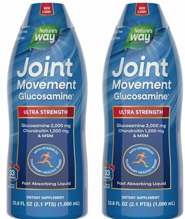 2 Pack Nature Way Joint Movement Glucosamine Extra Strength, 33.8 Ounces Bundle - Vitamins, Herbals & Dietary Shellfish Gluten Sugar Free Glucosamine & Joint Supplements for Health