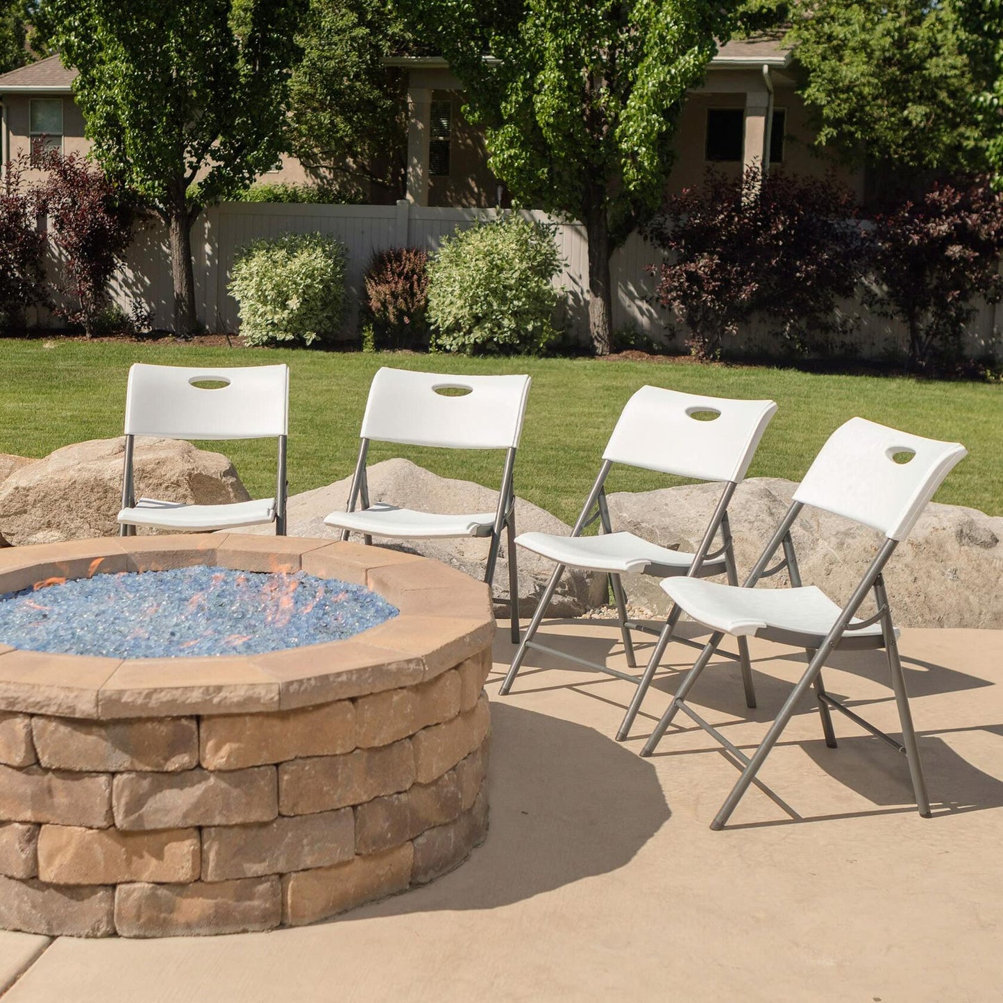 Lifetime 80739 Pack Folding Chairs, White x 4