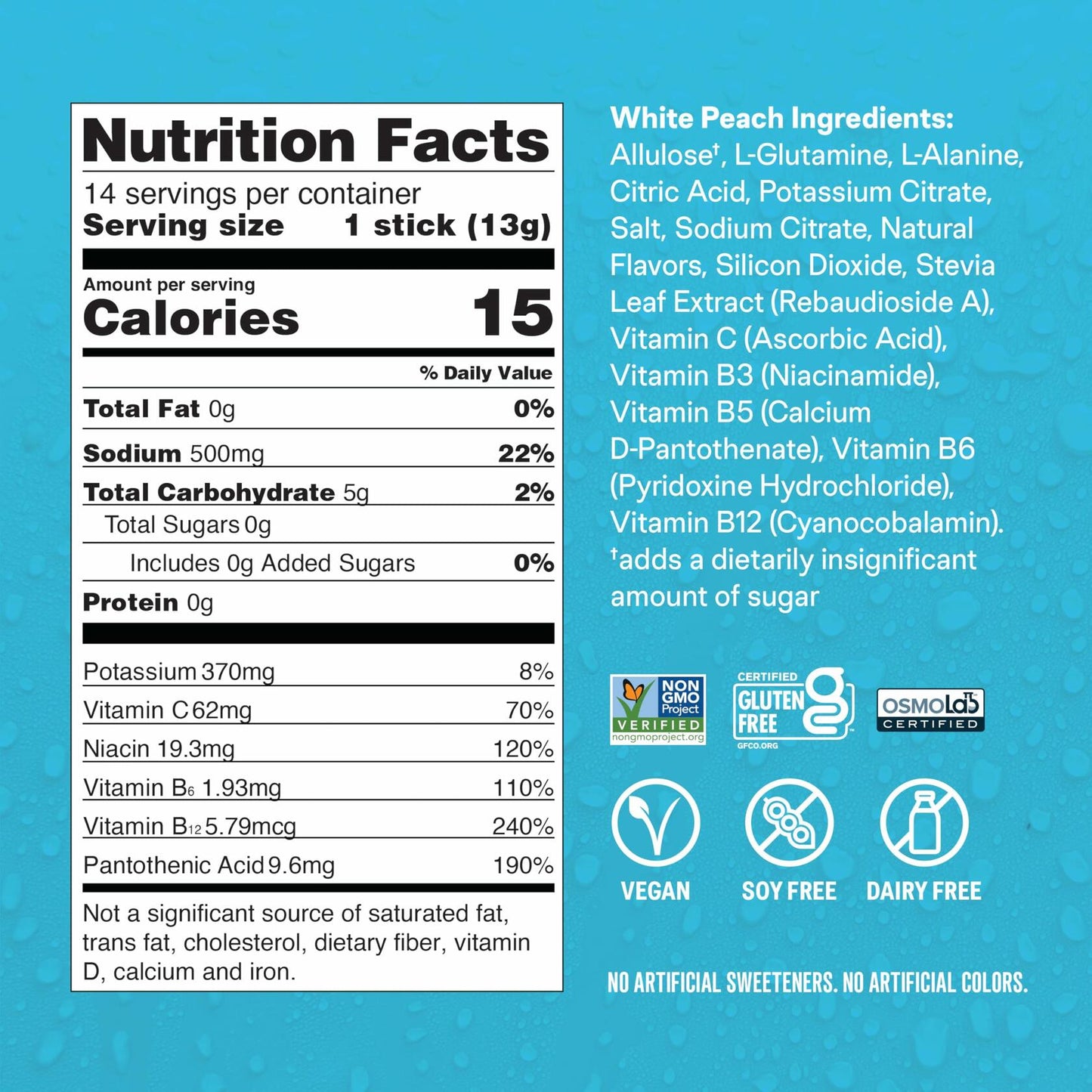 Liquid I.V.� Hydration Multiplier� Sugar-Free - White Peach - Hydration Powder Packets | Electrolyte Powder Drink Mix | Convenient Single-Serving Sticks | Non-GMO | 14 Servings (Pack of 3)