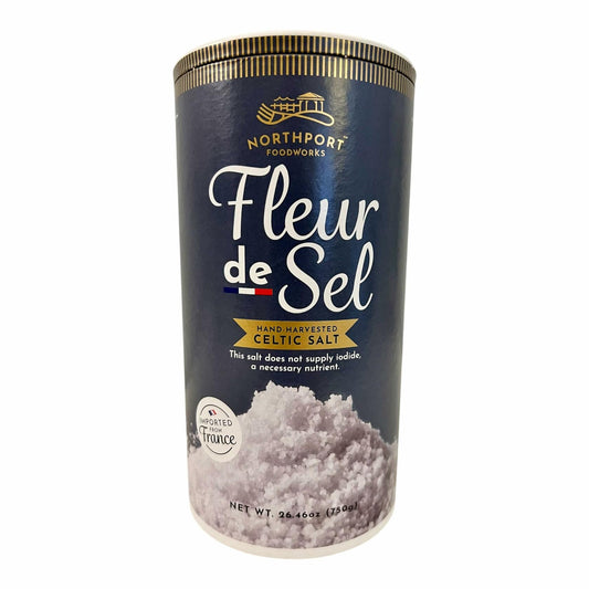 Northport Foodworks Fleur de Sel – Hand-Harvested Celtic Sea Salt, Imported from France, Natural Finishing Salt, 26.46 oz (750g)
